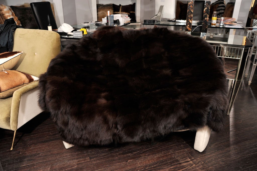 Dark Chocolate Brown Fox Throw with Cashmere Backing