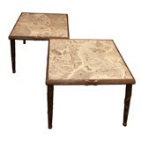 Vintage Pair of Italian iron and brass side-tables.