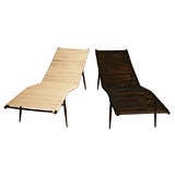 Retro Pair of Woven Iron Loungers