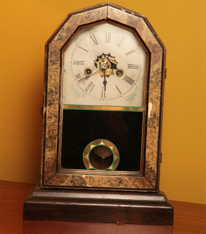 Rosewood and Faux Bois Shelf Clock For Sale 2