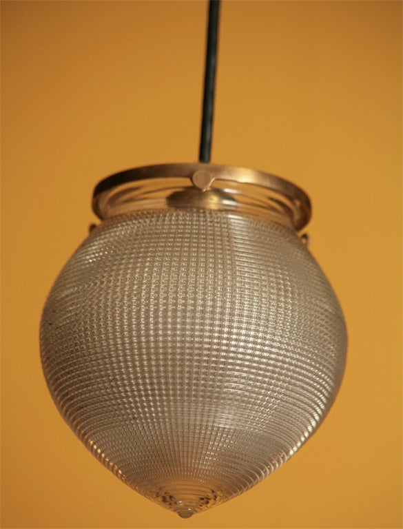 20th Century Holophane Ball Pendant Fixture For Sale