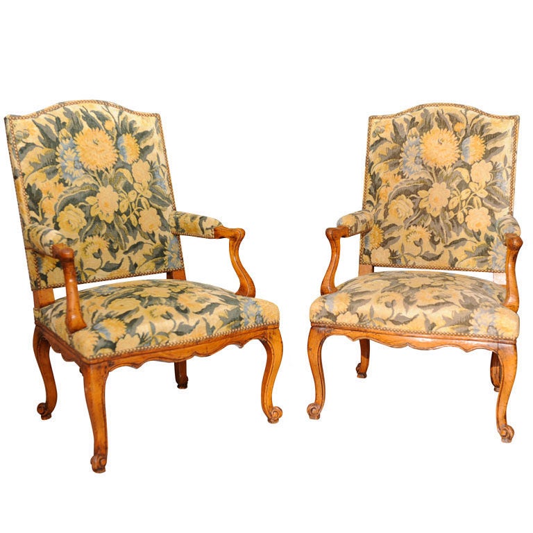 Pair Regence Style Fruitwood Fauteuils