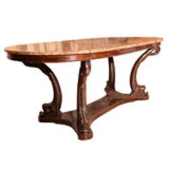 Italian Dolphin Oval Table with Rose Marble Top 10