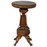 Folk Art Bark Table / Stand on Turned Legs