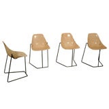 Set of 4 Metal Chairs by Rene-Jean Caillette