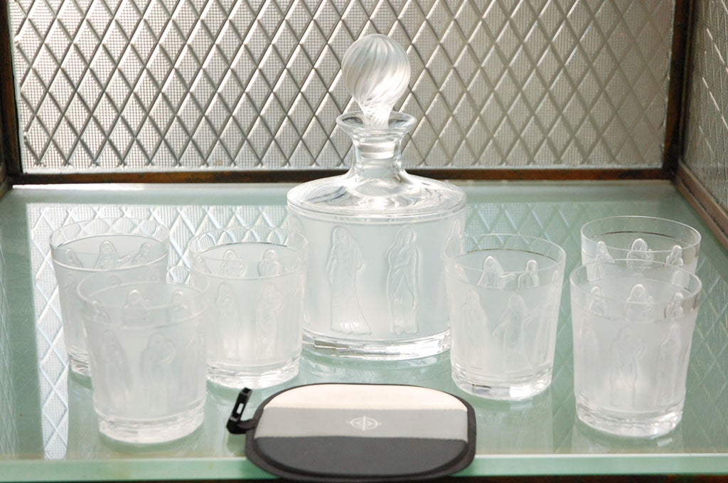 French Lalique Decanter and Glasses
