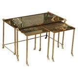 Suite of 3 Gilt-Metal and Mirrored Tables