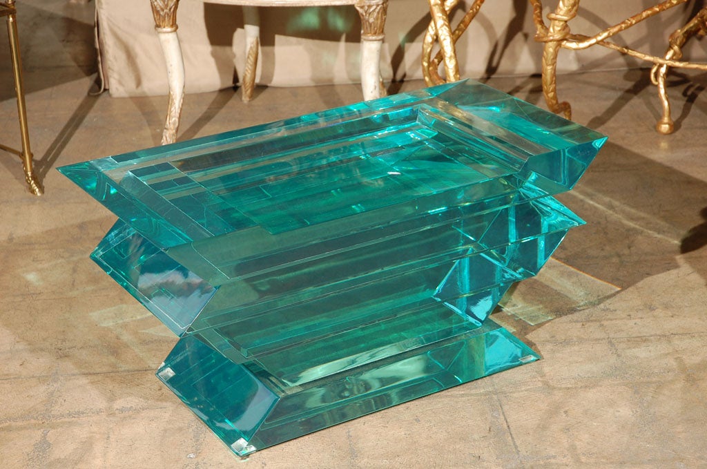 20th Century C. 1970 Lucite Glass Bench/Coffee Table