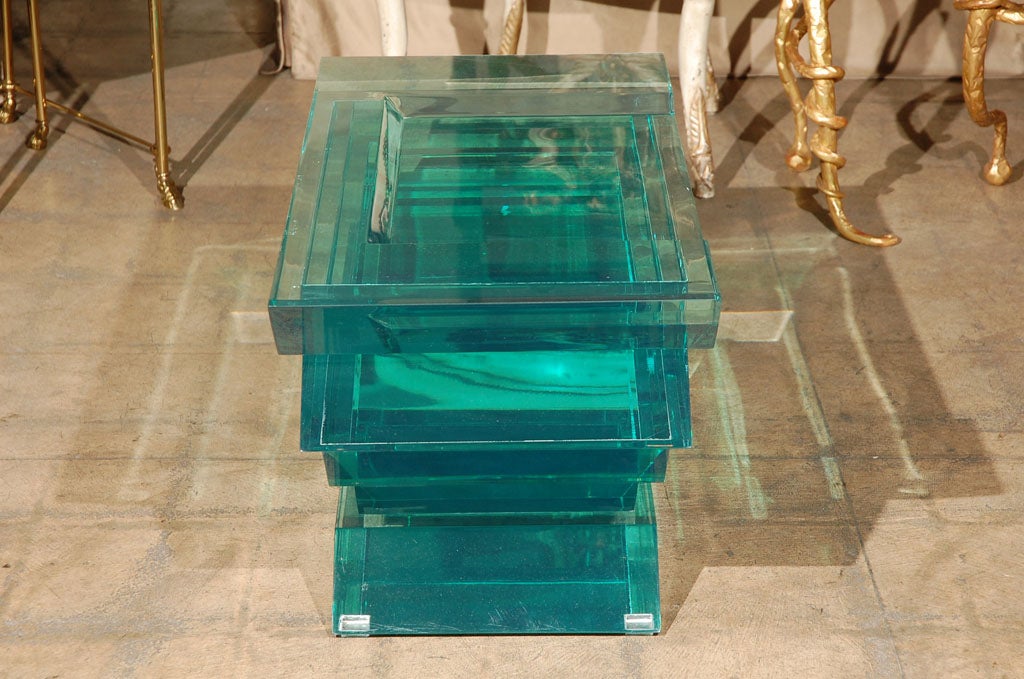 C. 1970 Lucite Glass Bench/Coffee Table 1