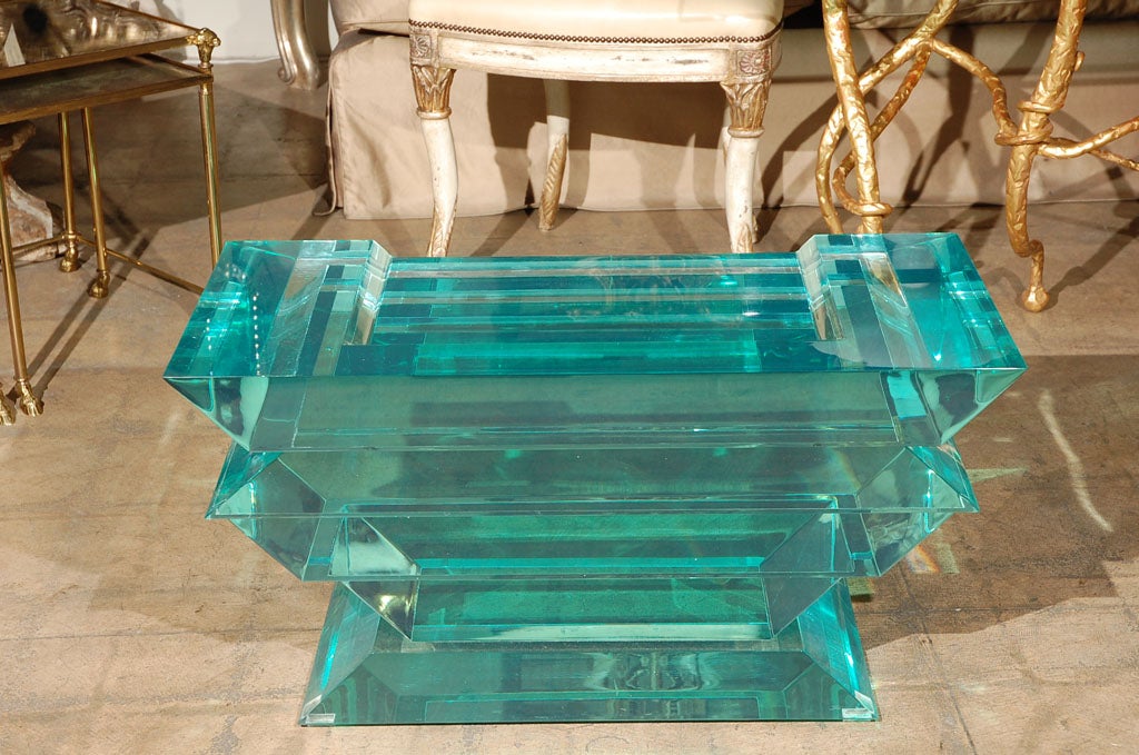 C. 1970 Lucite Glass Bench/Coffee Table 3
