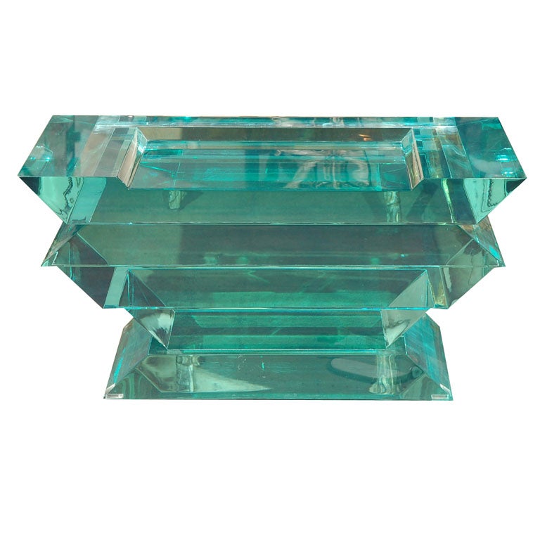 C. 1970 Lucite Glass Bench/Coffee Table