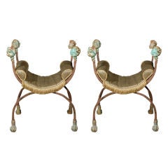 Pair of Iron and Bronze Lions Head Chairs