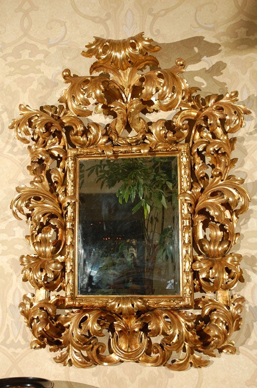 Monumental 18th Century Florentine Rococo Gilded Mirror