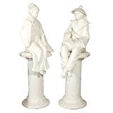 Monumental Pair of Blanc-De-Chine Faience Chinoiserie Figures