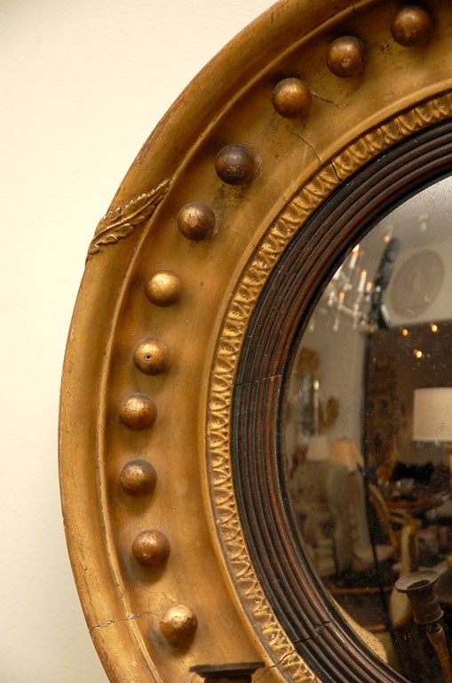 Wood Regency Style Giltwood Convex Mirror