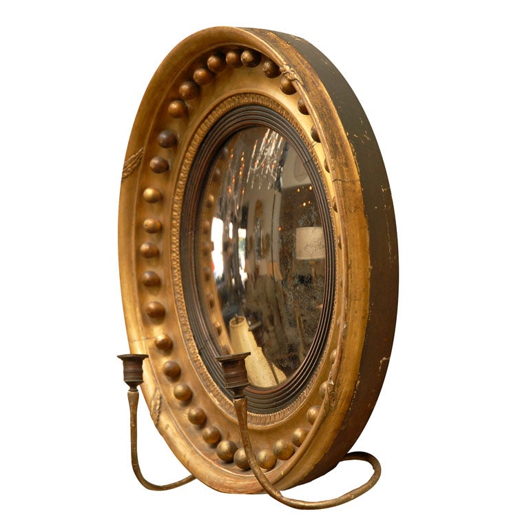 Regency Style Giltwood Convex Mirror