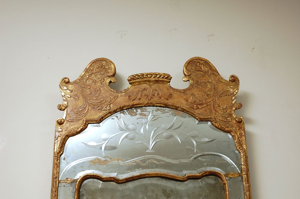 Gilt Circa 1760 Carved and Gilded Swedish Mirror
