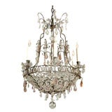 Louis XVI Style Amethyst and Clear Glass Six Light Chandelier