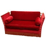 Red Knole-style plush upholstered settee