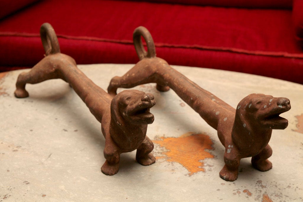 Pair Cast Iron Firedogs In Good Condition In Hudson, NY