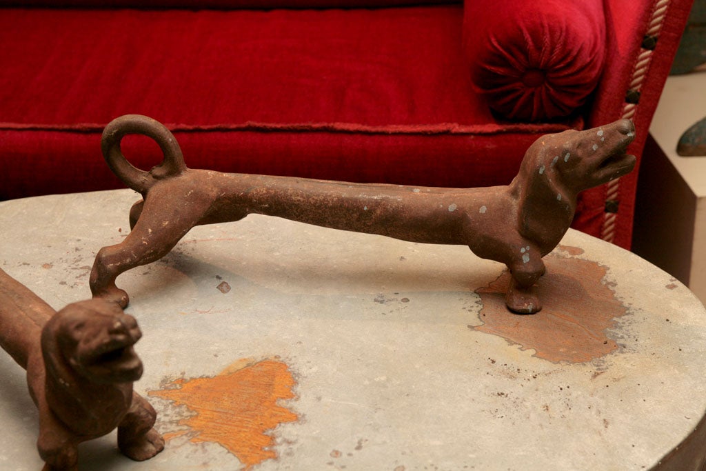 Mid-20th Century Pair Cast Iron Firedogs