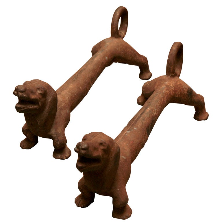 Pair Cast Iron Firedogs