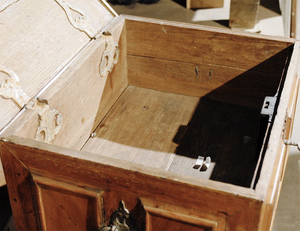 Wood Swedish Period Baroque Early 18th Century Box with Original Hardware on Stand For Sale