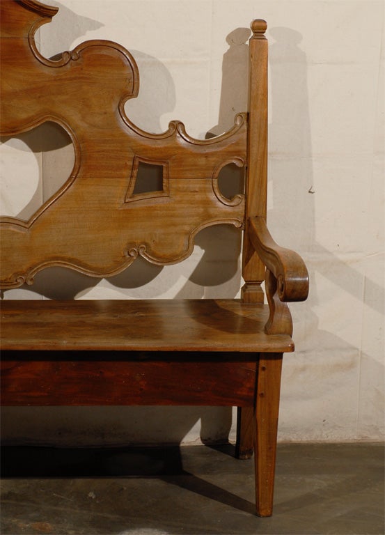 20th Century A Richly Carved Brazilian Wooden Bench