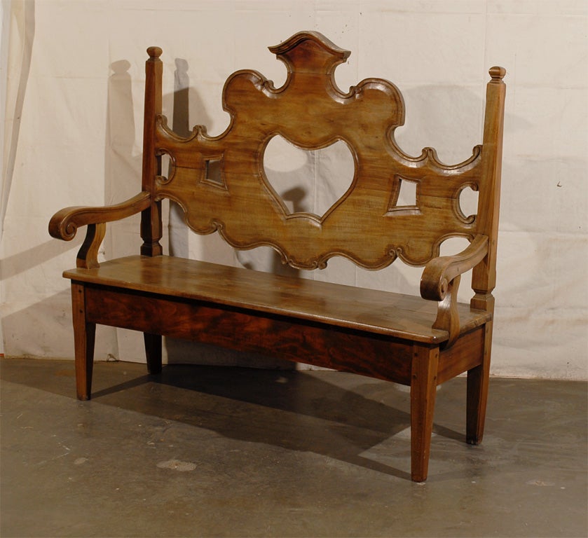 A Richly Carved Brazilian Wooden Bench 2
