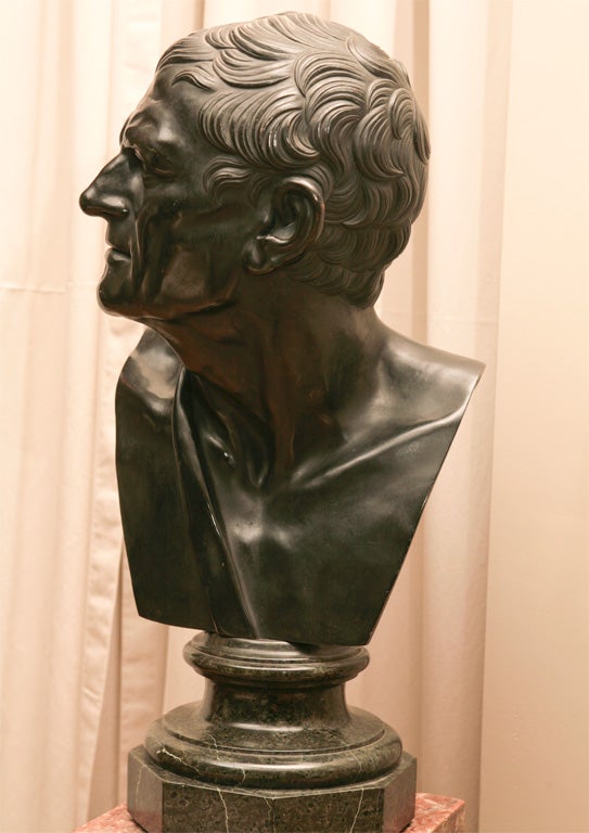 Italian Bronze bust on marble sockel. Early 19th Century Grand Tour