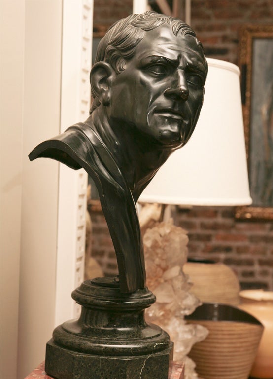 Italian Bronze bust on marble In Good Condition In Hudson, NY