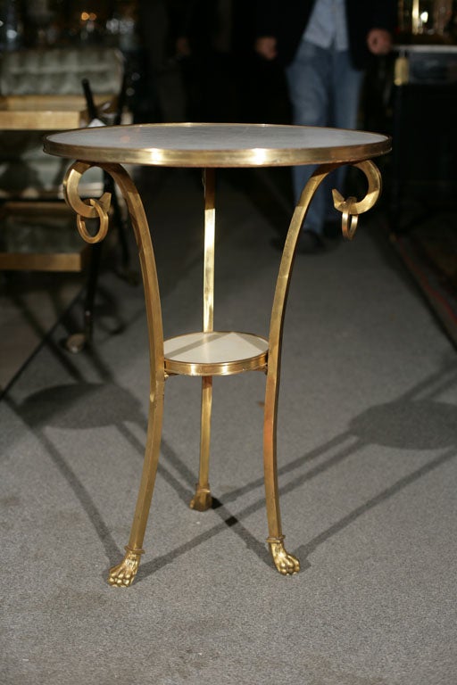 French bronze with white marble top 2 tier end table
