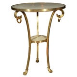 French bronze with white marble top 2 tier end table