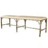 Maison Jansen Bronze Faux Bois Bench