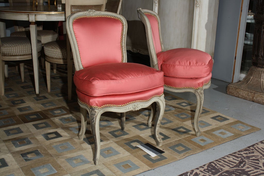 Pair of Jansen Stamped Upholstered Chairs In Excellent Condition In Stamford, CT
