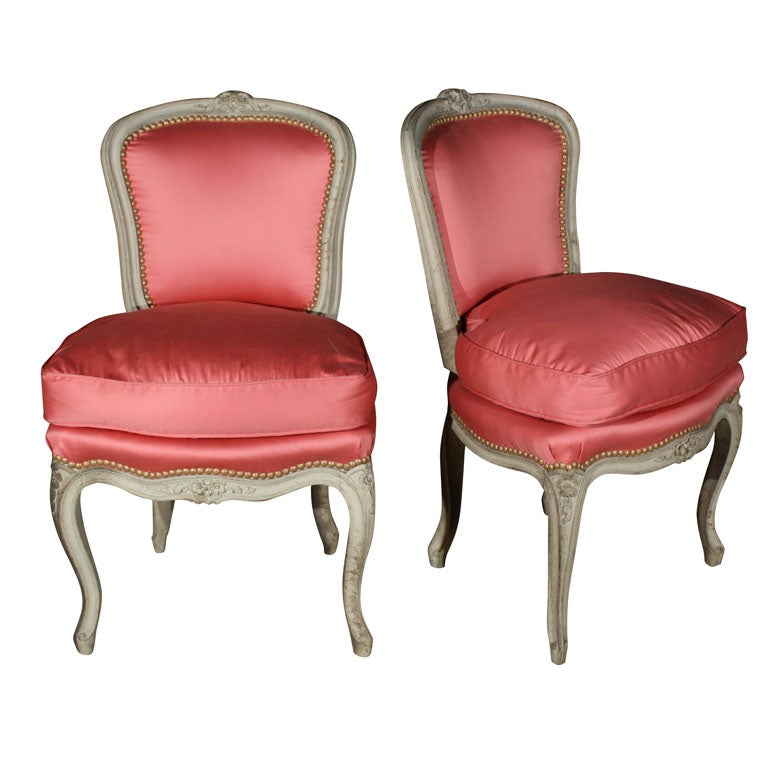Pair of Jansen Stamped Upholstered Chairs
