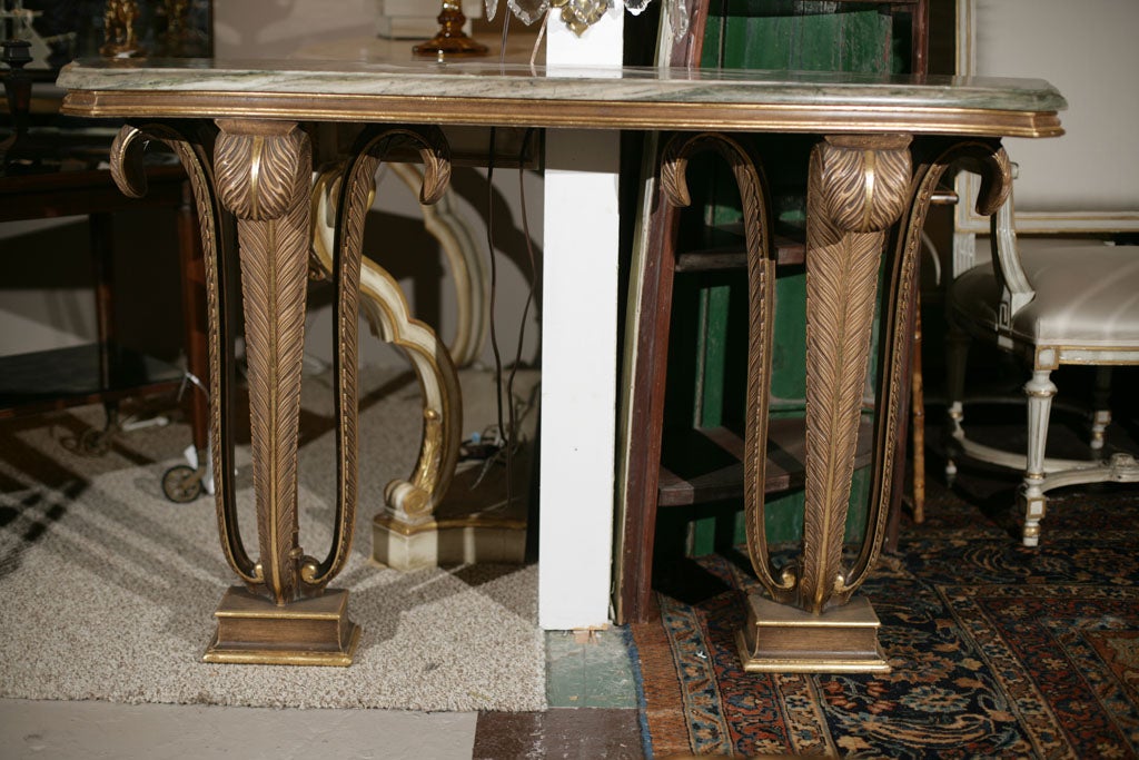Marble Top Painted Console Table Stamped Jansen