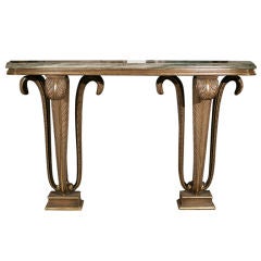 Marble Top Painted Console Table Stamped Jansen