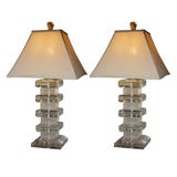 Pair of Mid Century Lucite Lamps