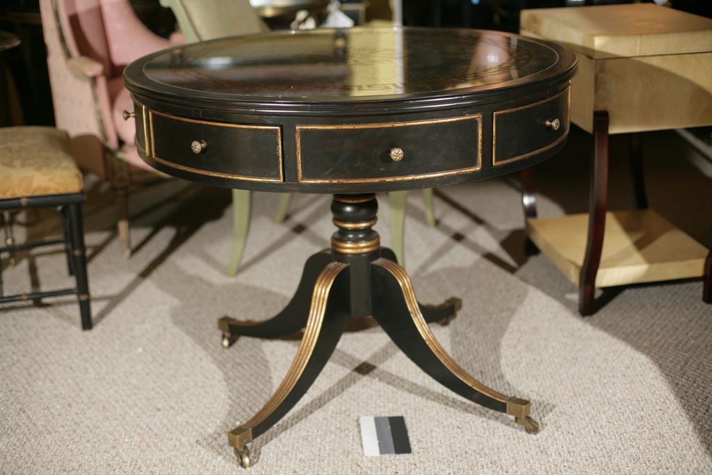 Ebonized & Parcel-gilt Round Table attrib JANSEN