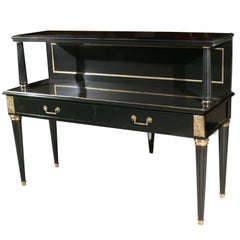 Maison Jansen Server Ebonized With Eglomise Glass Top One Of A Kind Circa 1930's