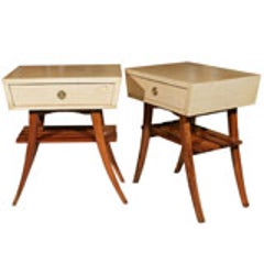 Pair of Art Deco Gio Ponti Style Parchment Stands / Bedside Table or End Tables 1