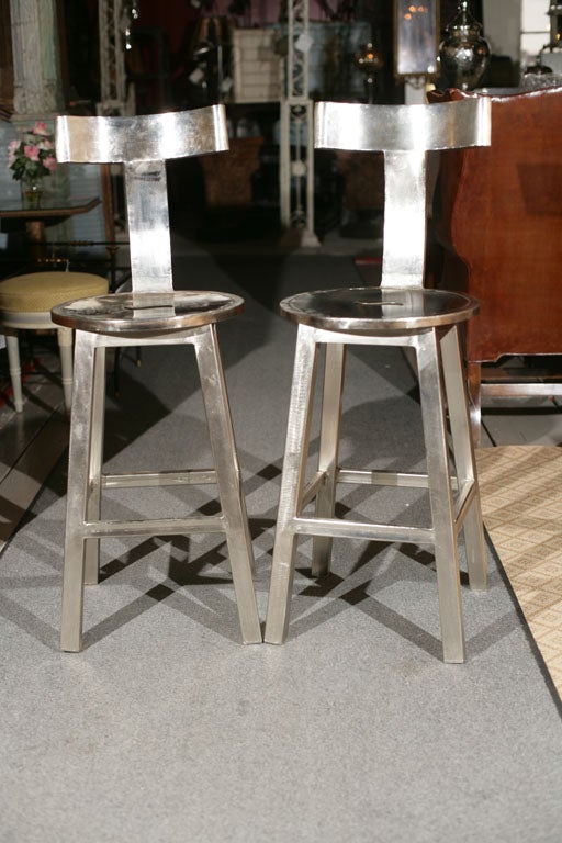 Two Sets of Steel Art Deco Style Bar Stools at 1stDibs art deco bar