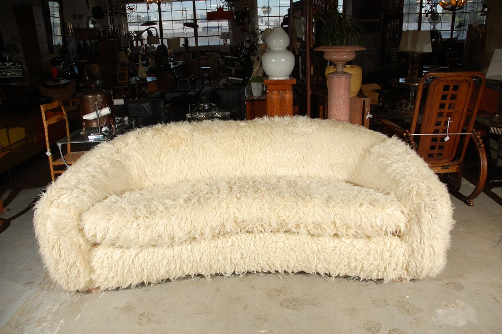 Jean Royere Style White Sofa