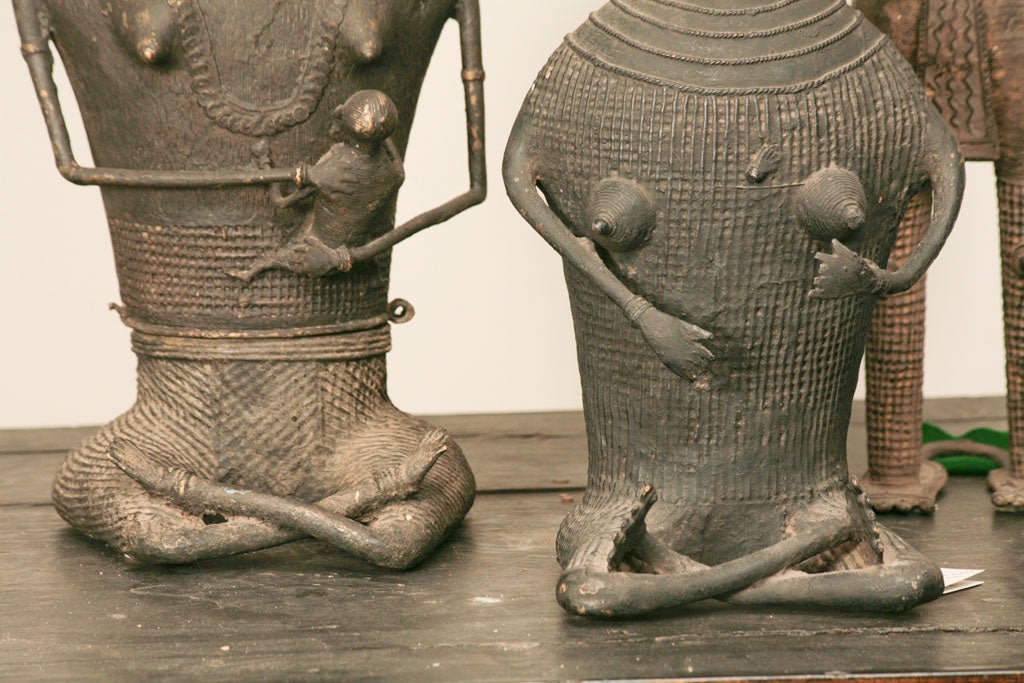 20th Century Set of Three Bronze Lost Cast Tribal Sculptures