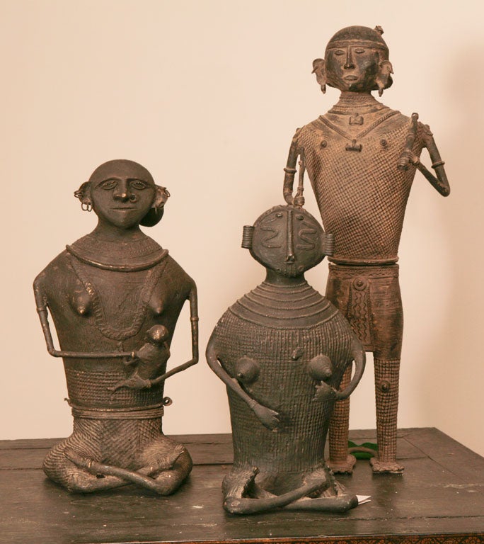 Set of Three Bronze Lost Cast Tribal Sculptures 6