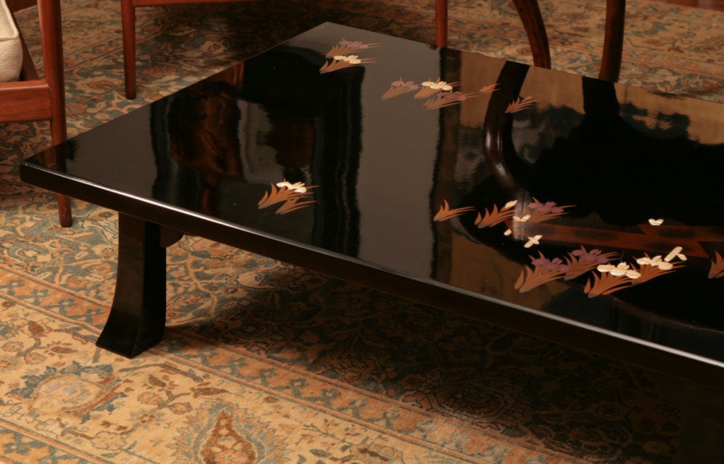 Japanese Black Lacquered Low Cocktail Table