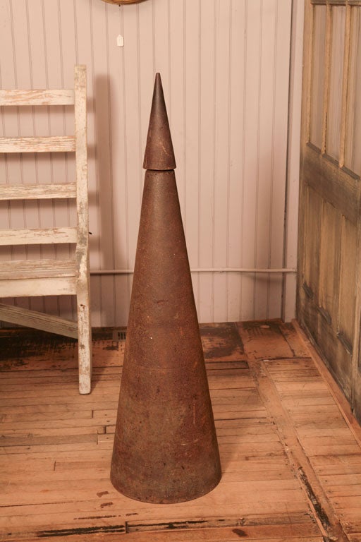 wonderful two part cast iron cone form<br />
rare blacksmith tool for iron hub making<br />
old rusted untouched surface