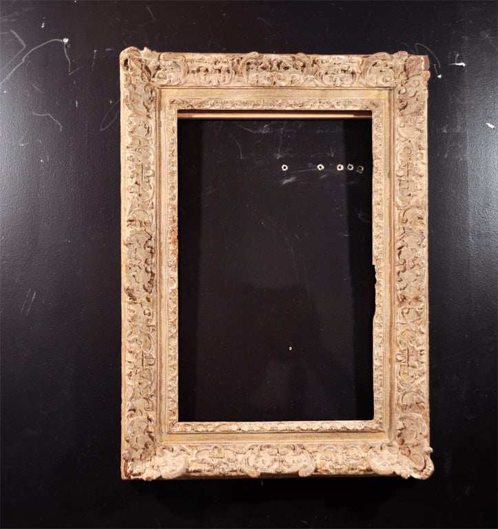 18th Century Hand Carved Louis 16th Style Frame with gesso wash. 19th Century backing. Needs restoration. Pricing represents frame 