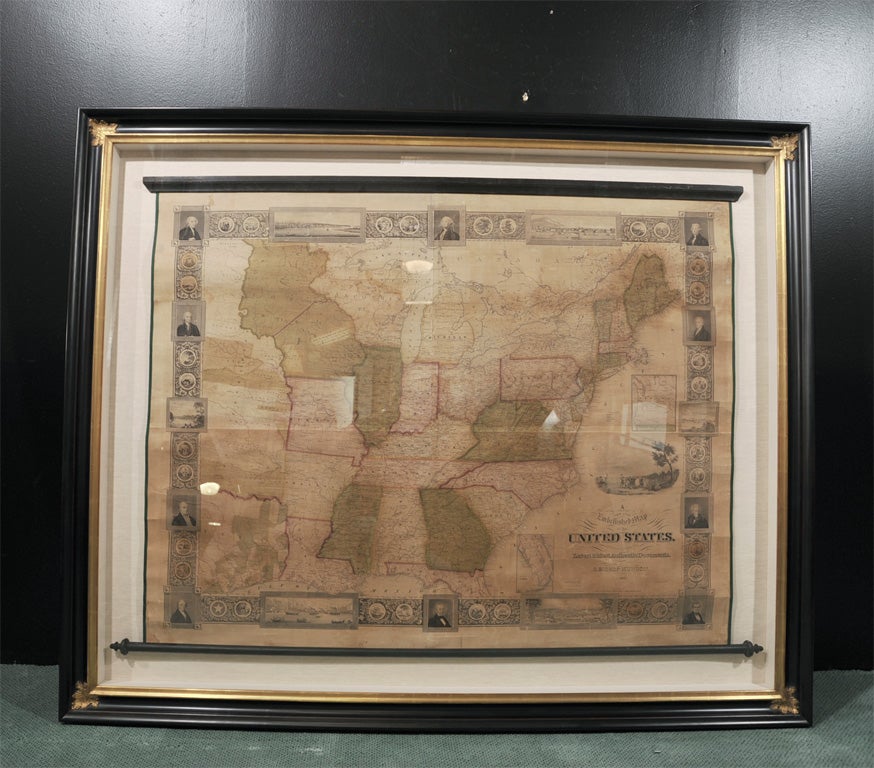Embellished Map by S. Bishop Munson (Framed)